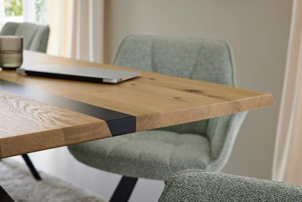 ESSTISCH Eiche massiv rechteckig Eichefarben  - Eichefarben/Schwarz, Design, Holz/Metall (200/100/76cm) - Musterring