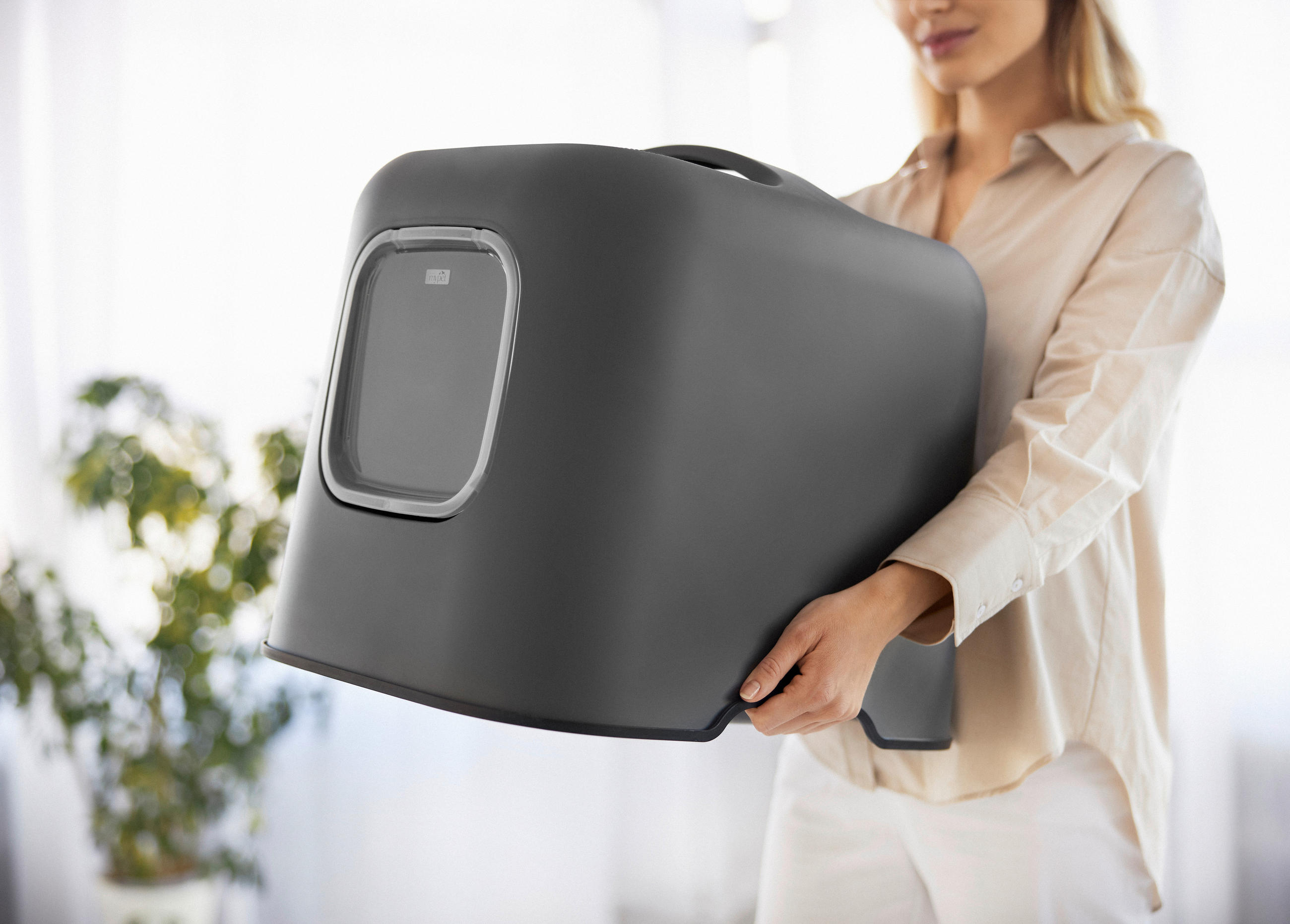 Thumbnail - Rotho Katzentoilette Biala, Anthrazit, Kunststoff, 51x39.5x44.3 cm, Freizeit, Tierbedarf, Tierzubehör