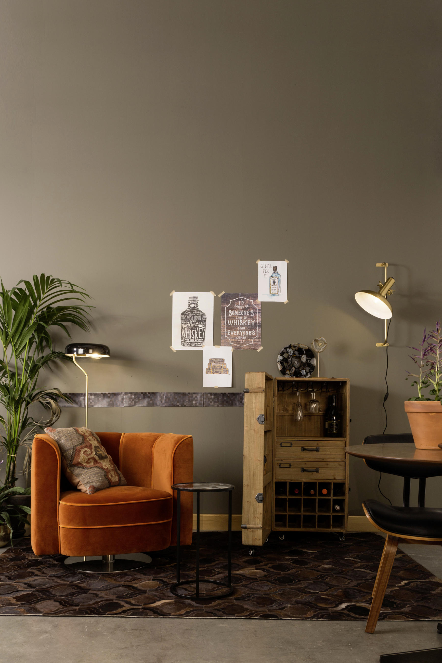 STEHLEUCHTE  130/30 cm   - Schwarz/Bronzefarben, LIFESTYLE, Metall (130/30cm) - Dutchbone