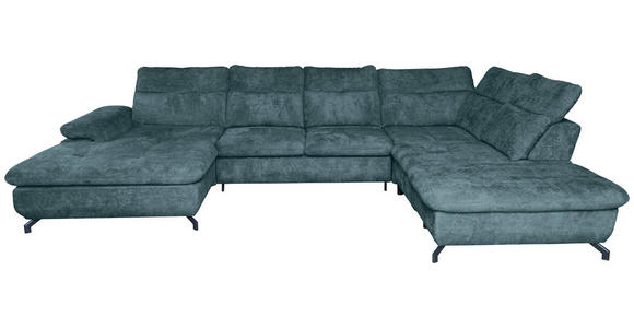 WOHNLANDSCHAFT in Struktur Blau  - Blau/Schwarz, KONVENTIONELL, Textil/Metall (188/357/253cm) - Carryhome