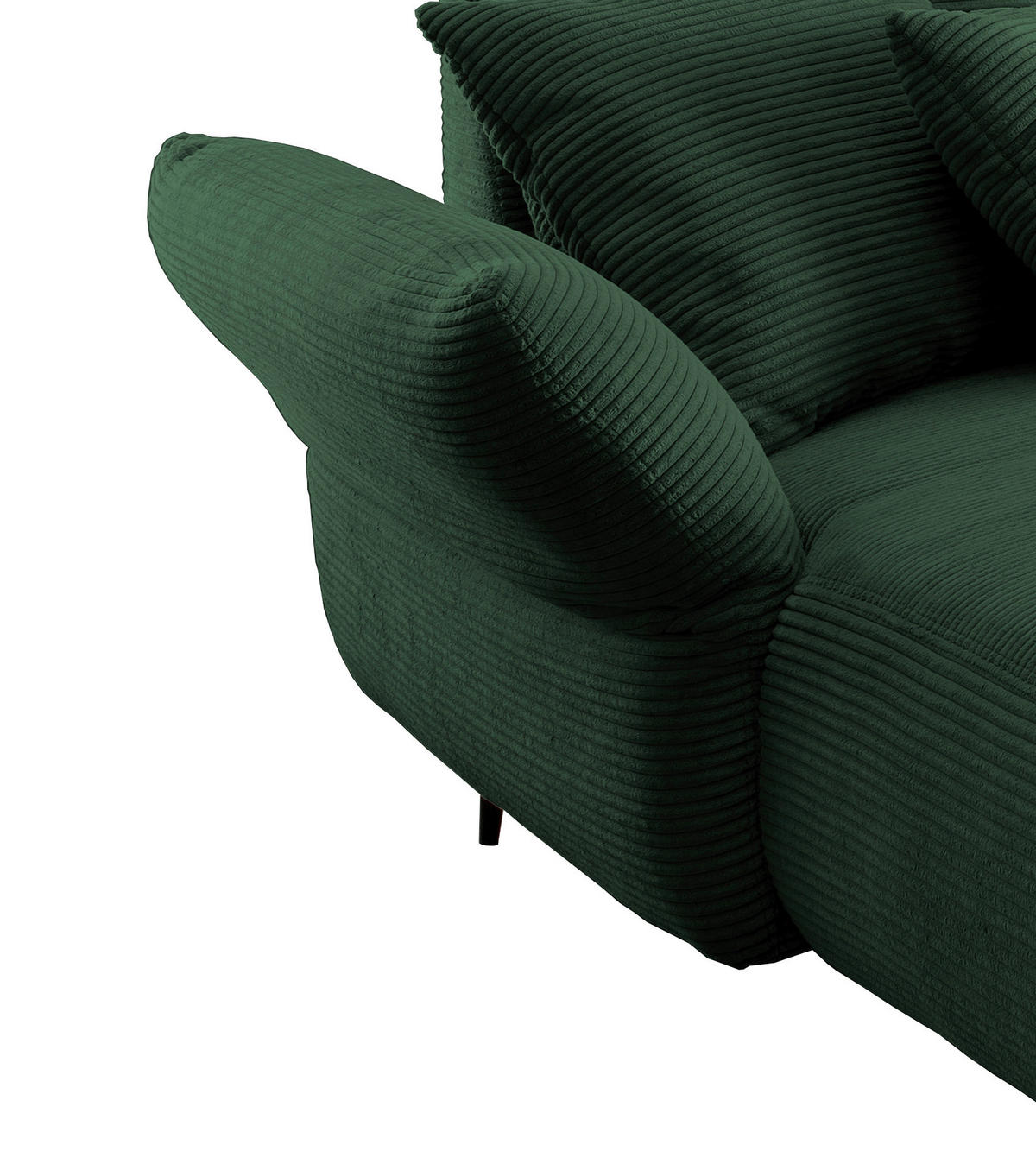 ECKSOFA in Cord Dunkelgrün  178/264-302 cm  - Dunkelgrün/Schwarz, Design, Textil/Metall (178/264-302cm) - Livetastic