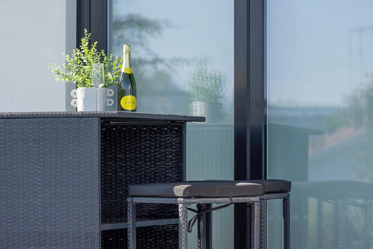 TRÄDGÅRDSBAR SET 5 delar    - svart, Modern, metall/textil (100/60/105cm) - Gardenson