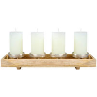 KERZENHALTER - Silberfarben/Naturfarben, LIFESTYLE, Holz/Metall (47/15/8cm) - X-Mas