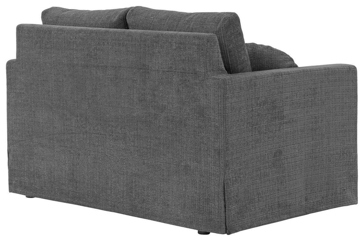 2-SITZER-SOFA PAPHOS in Chenille Dunkelgrau  - Dunkelgrau/Schwarz, Design, Kunststoff/Textil (140/89/95cm) - P & B