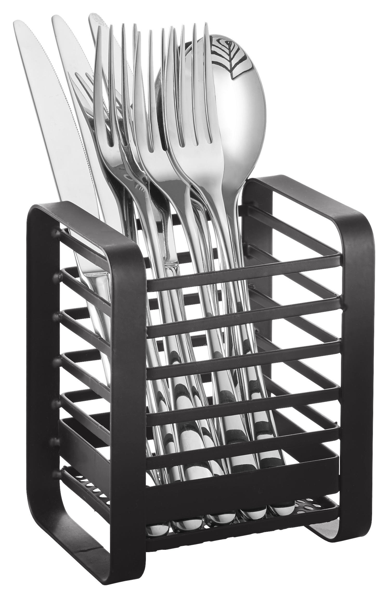 COȘ PENTRU TACÂMURI - negru, Basics, metal (11,5/13,5/9cm) - Homeware Profession.