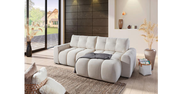 ECKSOFA in Flachgewebe Creme  - Creme/Schwarz, KONVENTIONELL, Kunststoff/Textil (256/157cm) - Carryhome