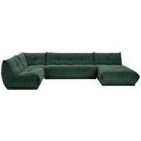 WOHNLANDSCHAFT Dunkelgrün Cord  - Dunkelgrün, Trend, Textil (210/390/185cm) - Livetastic