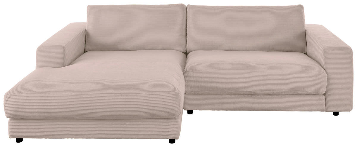 ECKSOFA in Cord Taupe  - Taupe/Schwarz, Design, Kunststoff/Textil (190/270cm) - Lomoco