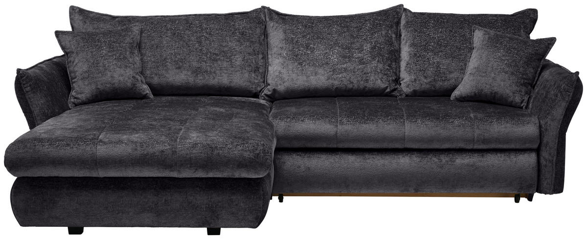 ECKSOFA in Chenille Schwarz  - Schwarz, Konventionell, Kunststoff/Textil (180/275cm) - Stylife
