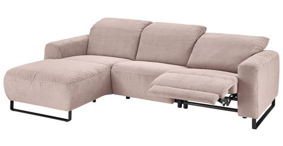 ECKSOFA  in Cord Rosa  180/266 cm  - Schwarz/Rosa, KONVENTIONELL, Textil/Metall (180/266cm) - Hom`in