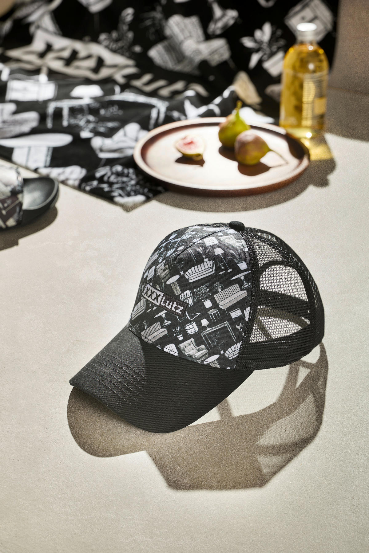 BASEBALLKAPPE - Schwarz/Weiß, Design, Textil