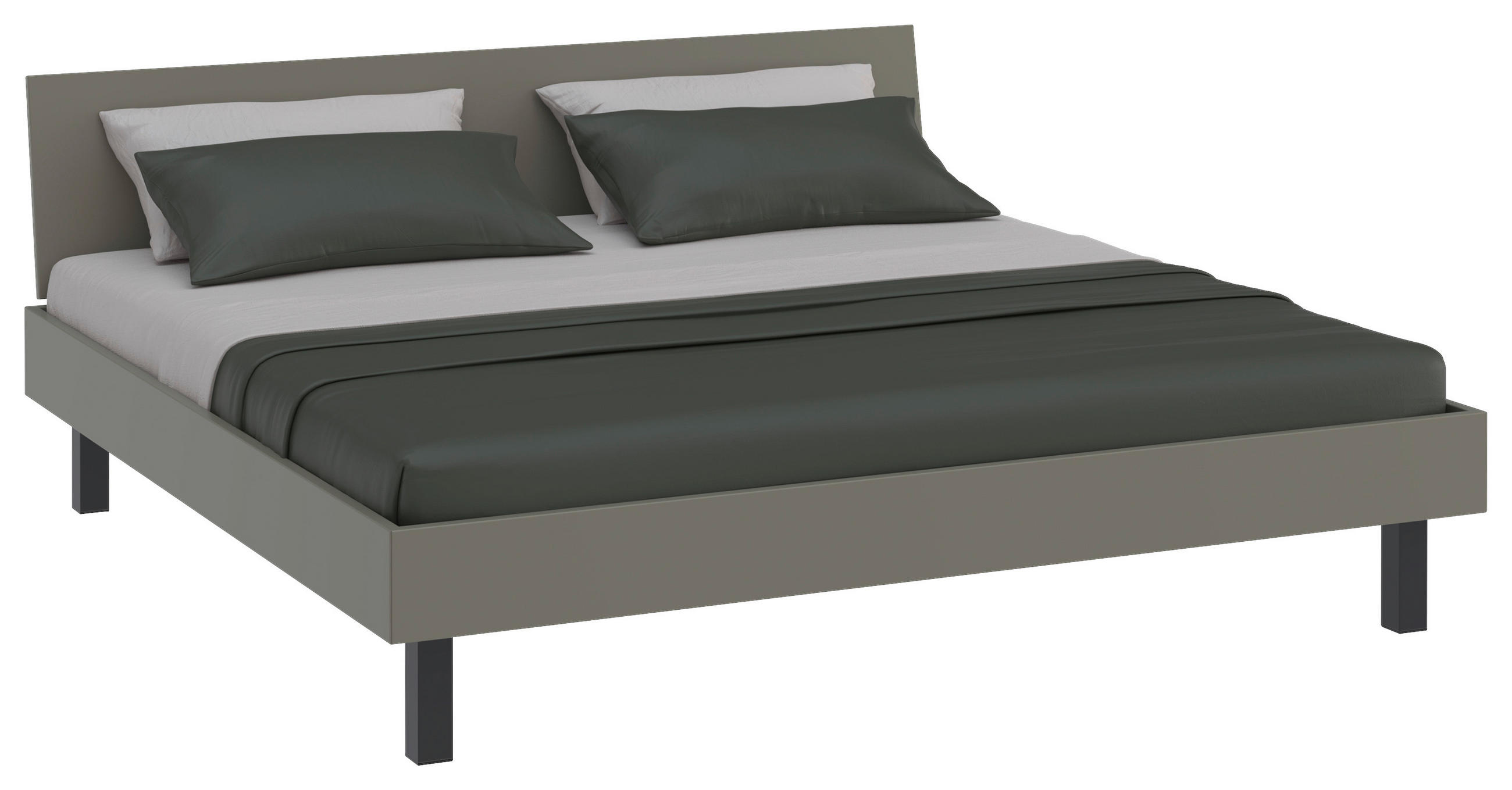 BETT 200/200 cm,  in Grau, Grün  - Schwarz/Grau, Design, Metall (200/200cm) - Xora