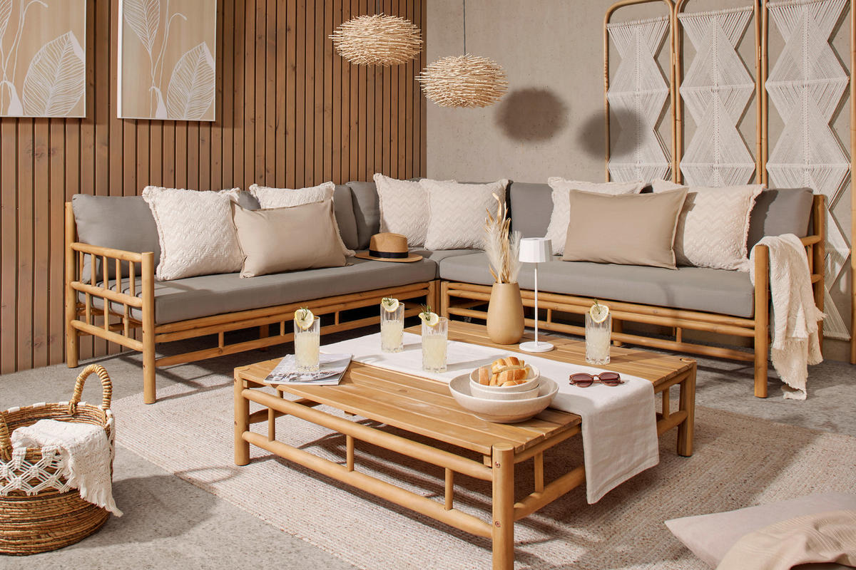 LOUNGEGARNITUR 231,5/231,5 cm Akazie Hartholz  - Taupe/Teakfarben, Natur, Holz/Textil (231,5/231,5cm) - Ambia Garden