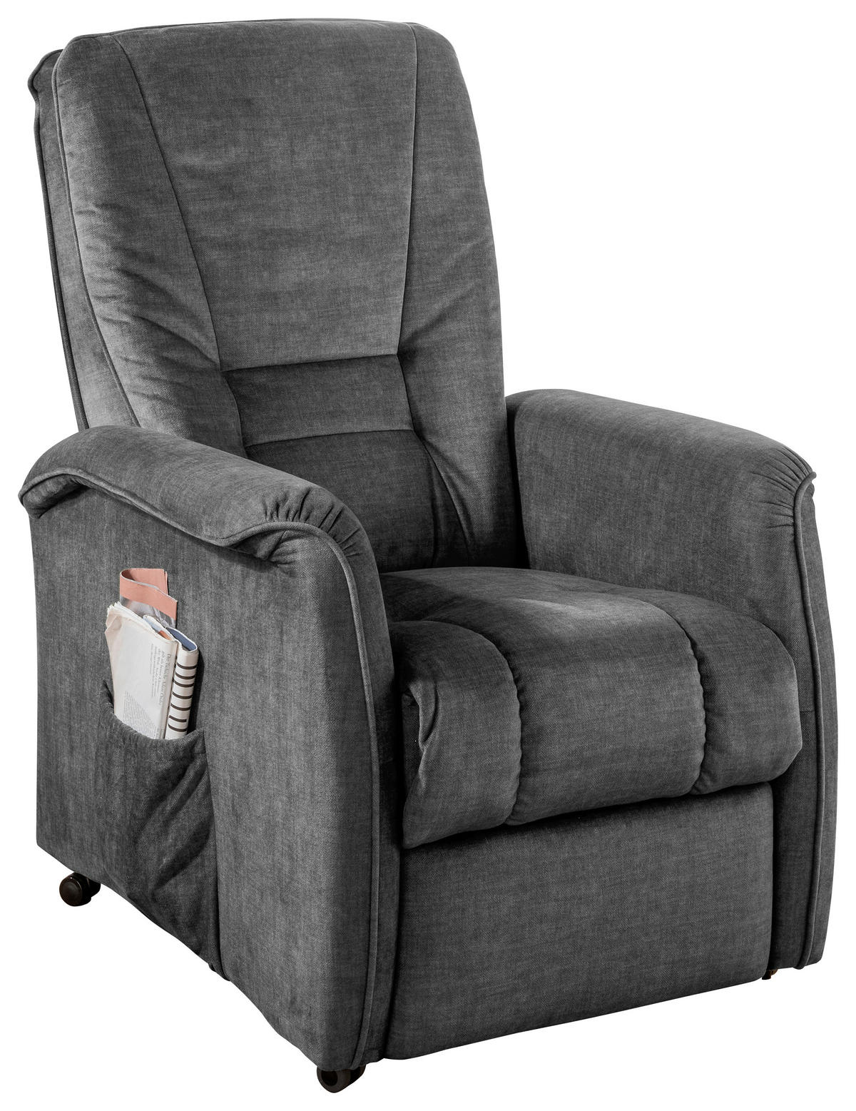 FERNSEHSESSEL in Velours Dunkelgrau  - Dunkelgrau/Schwarz, Design, Kunststoff/Textil (77/107/88cm) - Livetastic
