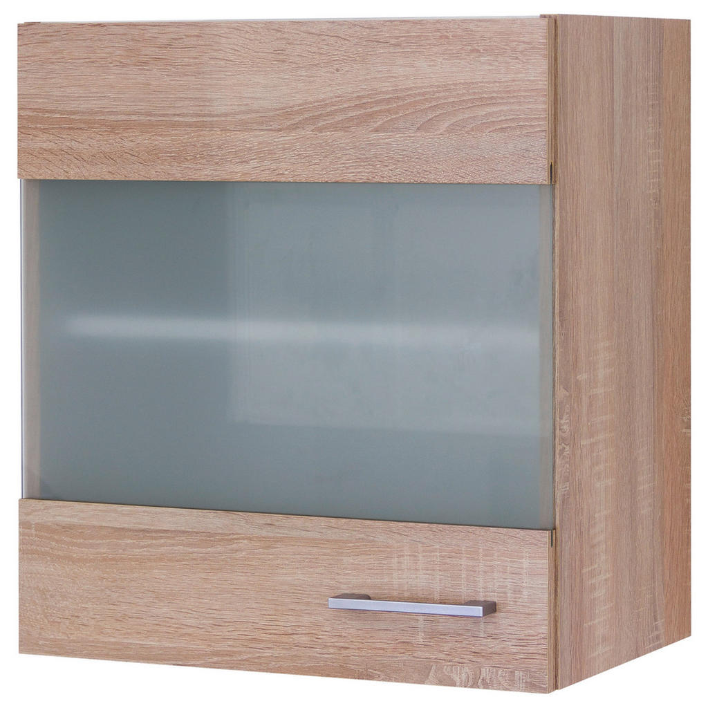 Küchenoberschrank Samoa 50cm Eiche Dekor 1 Drehtür mit Glas