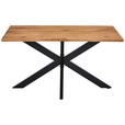 ESSTISCH 140/80/76 cm Echtholz  Holz, Metall rechteckig Eichefarben  - Eichefarben/Schwarz, LIFESTYLE, Holz/Metall (140/80/76cm) - Linea Natura