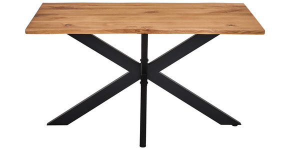 ESSTISCH 140/80/76 cm Echtholz  Holz, Metall rechteckig Eichefarben  - Eichefarben/Schwarz, LIFESTYLE, Holz/Metall (140/80/76cm) - Linea Natura