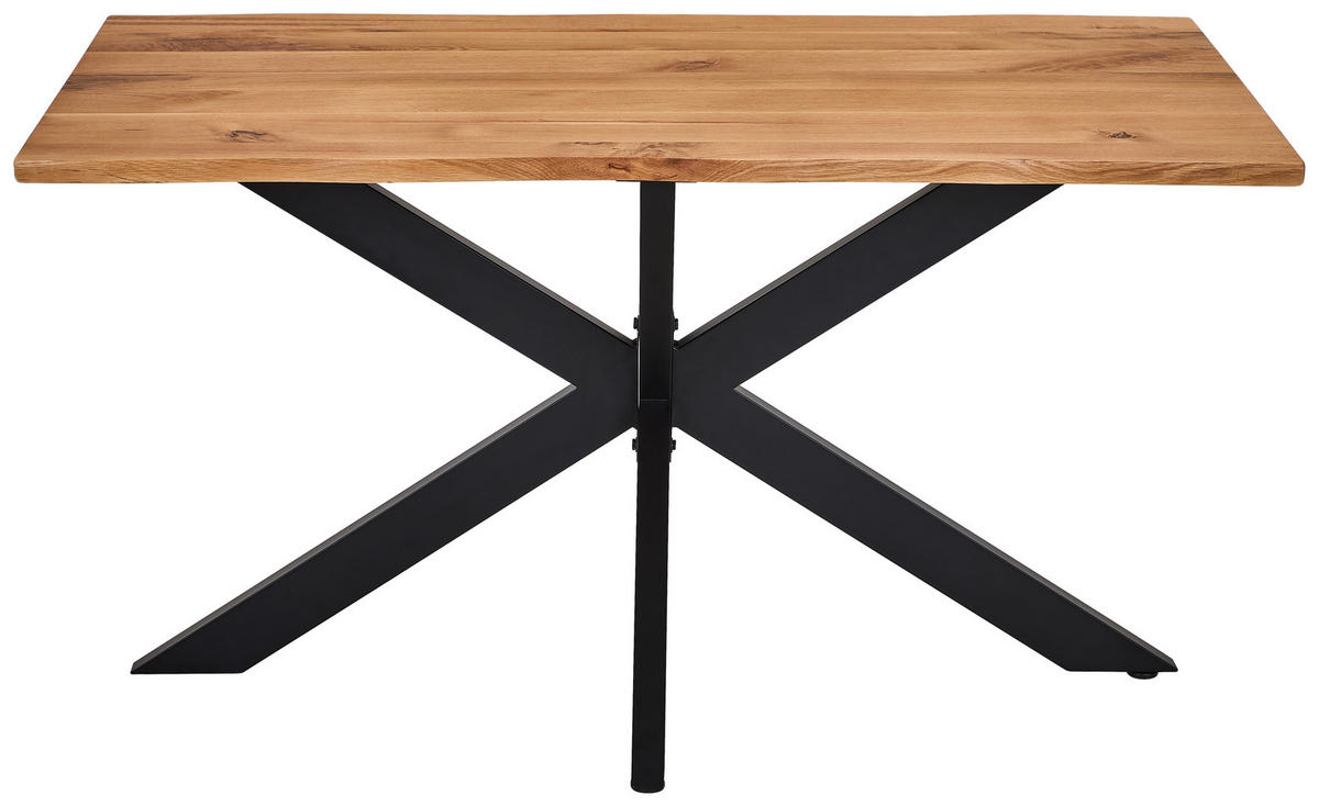 ESSTISCH in Holz, Metall 140/80/76 cm  - Eichefarben/Schwarz, LIFESTYLE, Holz/Metall (140/80/76cm) - Linea Natura