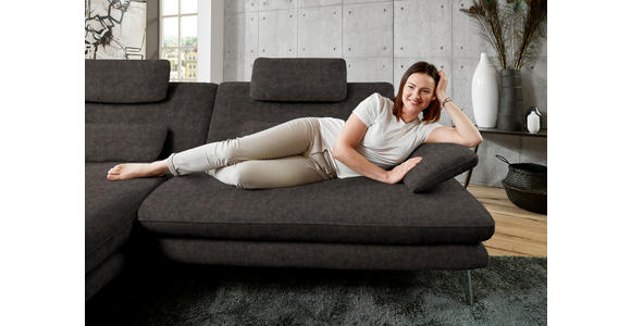 ECKSOFA in Velours Dunkelbraun 184/284 cm - Dunkelbraun/Schwarz, Design, Textil/Metall (184/284cm) - Dieter Knoll