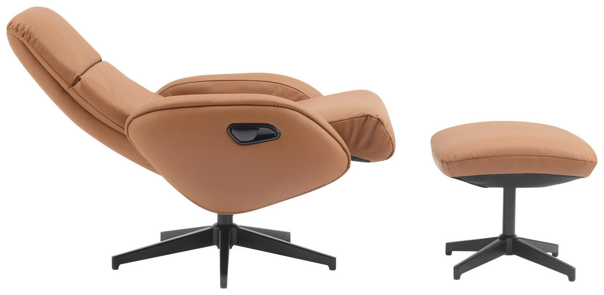 POČIVALNIK S PODNOŽNIKOM,  rjava tekstil, usnje - črna/rjava, Design, kovina/tekstil (77/107/75cm) - Livetastic