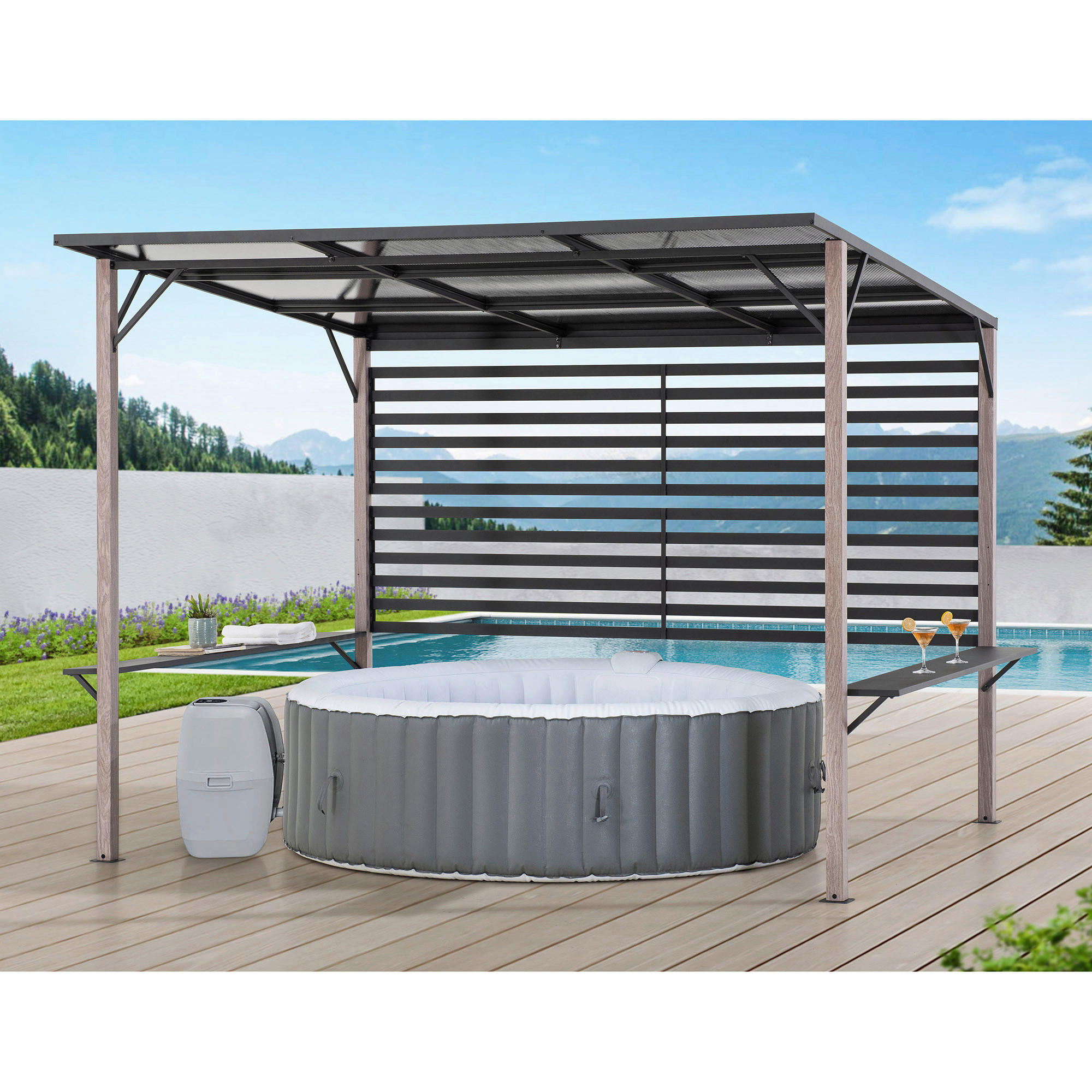PERGOLA 282/227/252 cm Aluminium, Stahl  - Anthrazit/Grau, Basics, Metall (282/227/252cm) - Modante