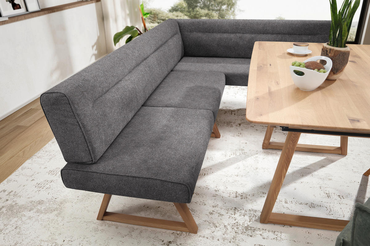 ECKBANK in Holz, Textil Grau, Eichefarben  - Eichefarben/Grau, Konventionell, Holz/Textil (230/170cm) - Moderano