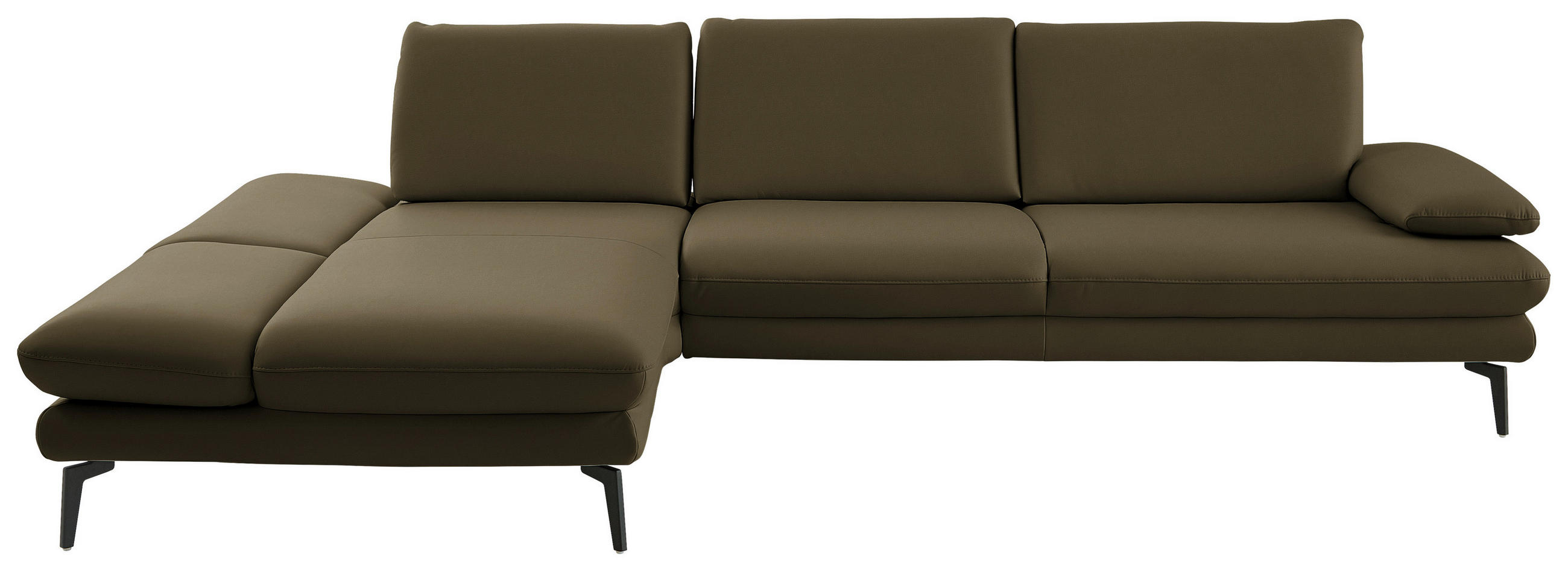 ECKSOFA in Echtleder Grün  195/308 cm  - Schwarz/Grün, Design, Leder/Metall (195/308cm) - Dieter Knoll