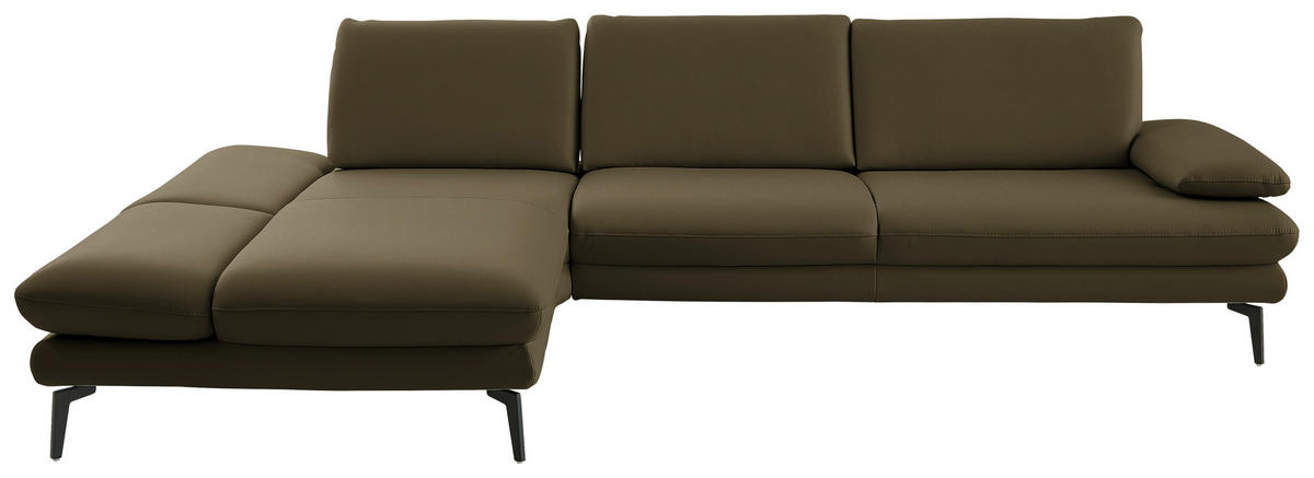 ECKSOFA in Echtleder Grün  - Schwarz/Grün, Design, Leder/Metall (195/308cm) - Dieter Knoll