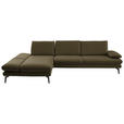 ECKSOFA in Echtleder Grün  195/308 cm  - Schwarz/Grün, Design, Leder/Metall (195/308cm) - Dieter Knoll