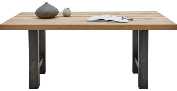 ESSTISCH in Holz, Metall 180/100/75 cm - Eichefarben/Schwarz, Design, Holz/Metall (180/100/75cm) - Valnatura