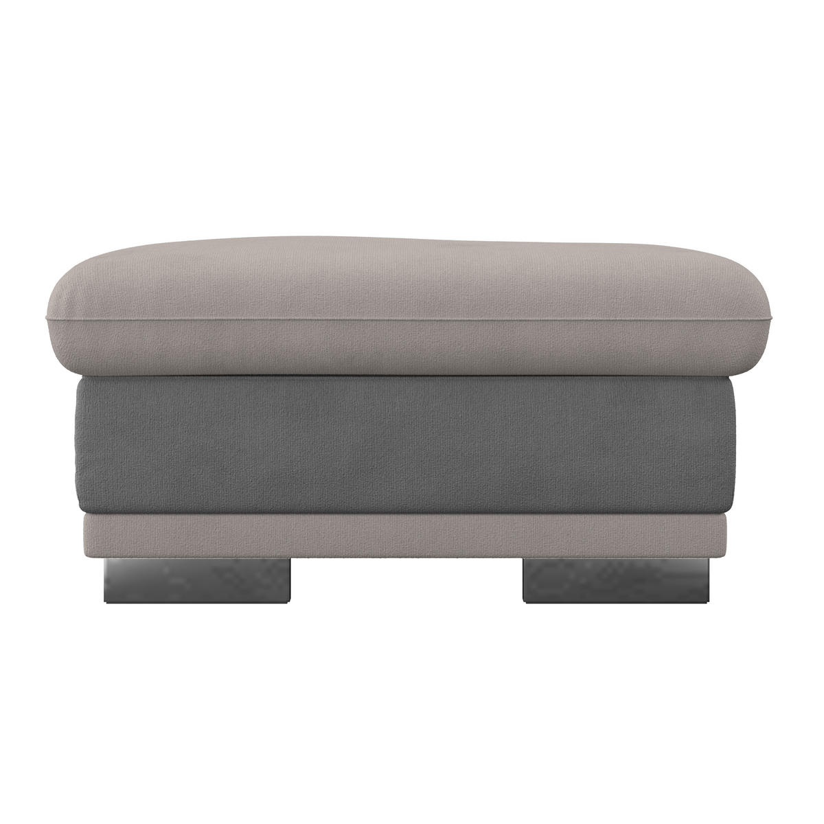 HOCKER Mikrofaser Grau, Hellgrau  - Chromfarben/Hellgrau, KONVENTIONELL, Textil/Metall (97/47/67cm) - MID.YOU