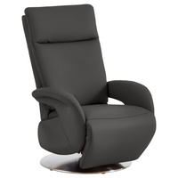 RELAXSESSEL in Leder Grau  - Edelstahlfarben/Grau, Design, Leder/Metall (70/108/80cm) - Cantus