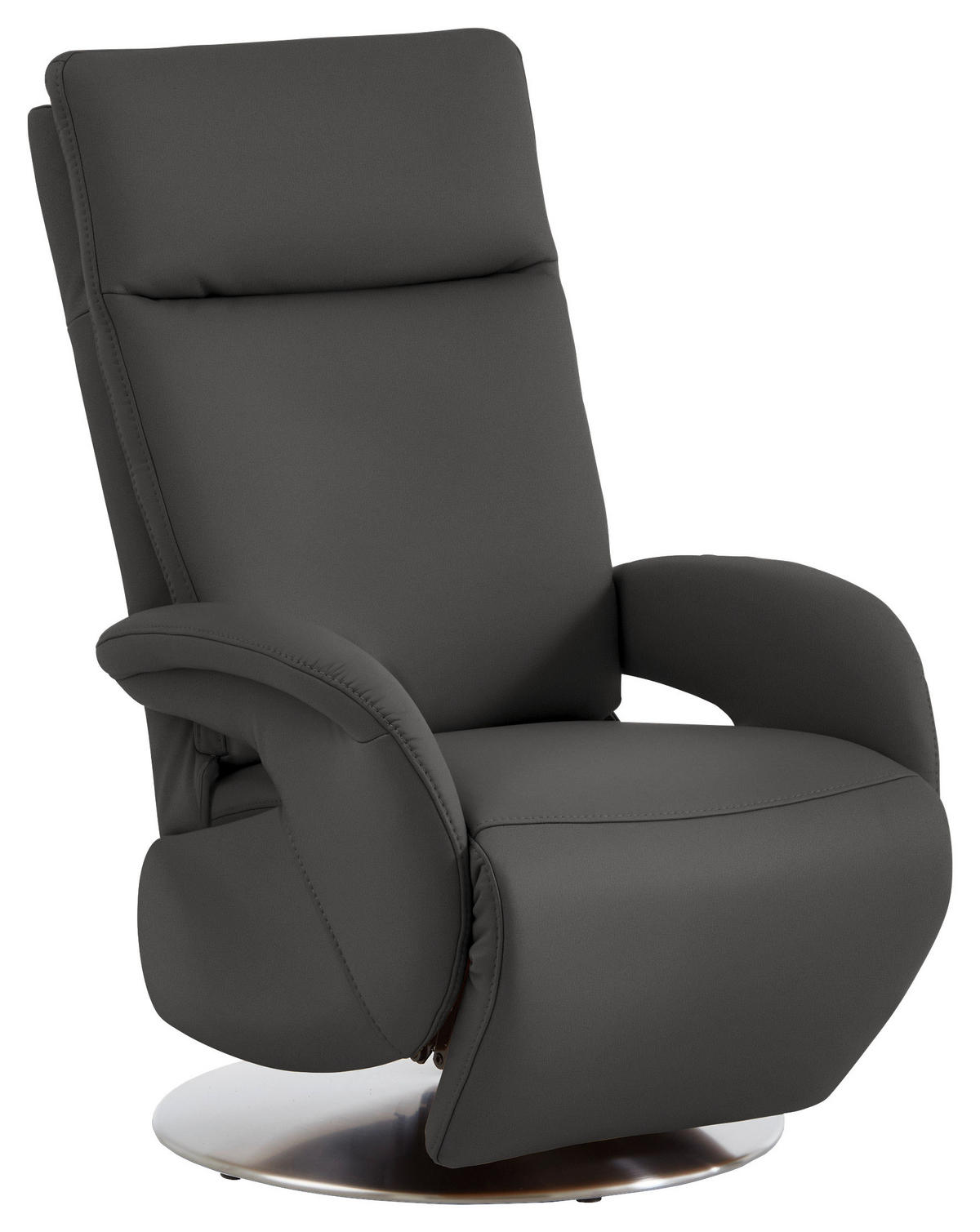 RELAXSESSEL in Leder Grau  - Edelstahlfarben/Grau, Design, Leder/Metall (70/108/80cm) - Cantus