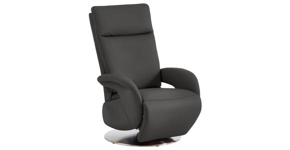 RELAXSESSEL in Leder Grau - Edelstahlfarben/Grau, Design, Leder/Metall (70/108/80cm) - Cantus