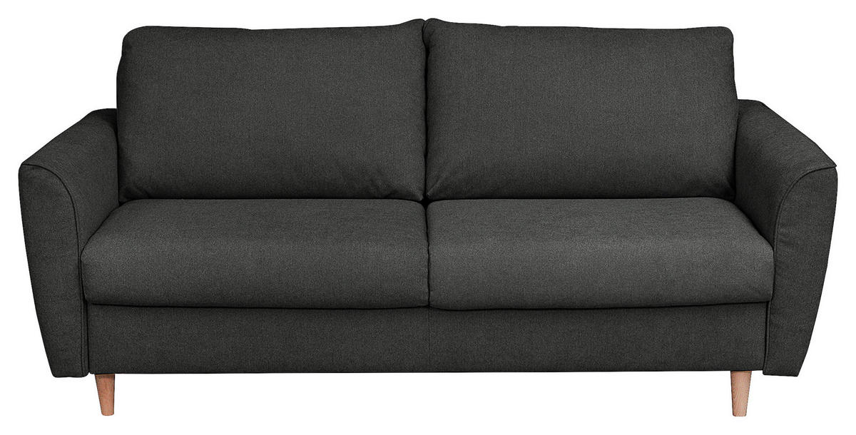SCHLAFSOFA Textil Anthrazit  - Anthrazit/Buchefarben, Design, Holz/Textil (195/90/102cm) - Livetastic