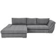 ECKSOFA  in Flachgewebe Hellgrau Rückenkissen, Bettkasten, Schlaffunktion, Rücken echt, Liegefläche im Originalstoff  174/306 cm  - Silberfarben/Hellgrau, Design, Textil/Metall (174/306cm) - Carryhome