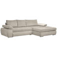 ECKSOFA in Flachgewebe Beige  - Chromfarben/Beige, Design, Kunststoff/Textil (294/173cm) - Carryhome