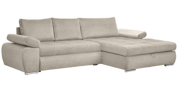 ECKSOFA in Flachgewebe Beige  - Chromfarben/Beige, Design, Kunststoff/Textil (294/173cm) - Carryhome