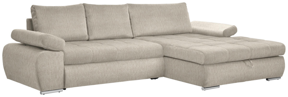 ECKSOFA Beige Flachgewebe  - Chromfarben/Beige, Design, Kunststoff/Textil (294/173cm) - Carryhome