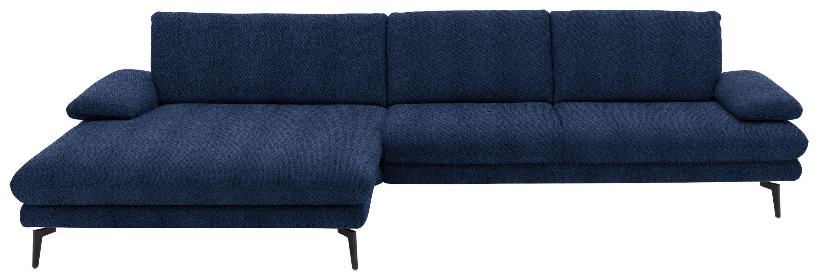 ECKSOFA in Chenille Dunkelblau  - Schwarz/Dunkelblau, Design, Textil/Metall (180/310cm) - Dieter Knoll
