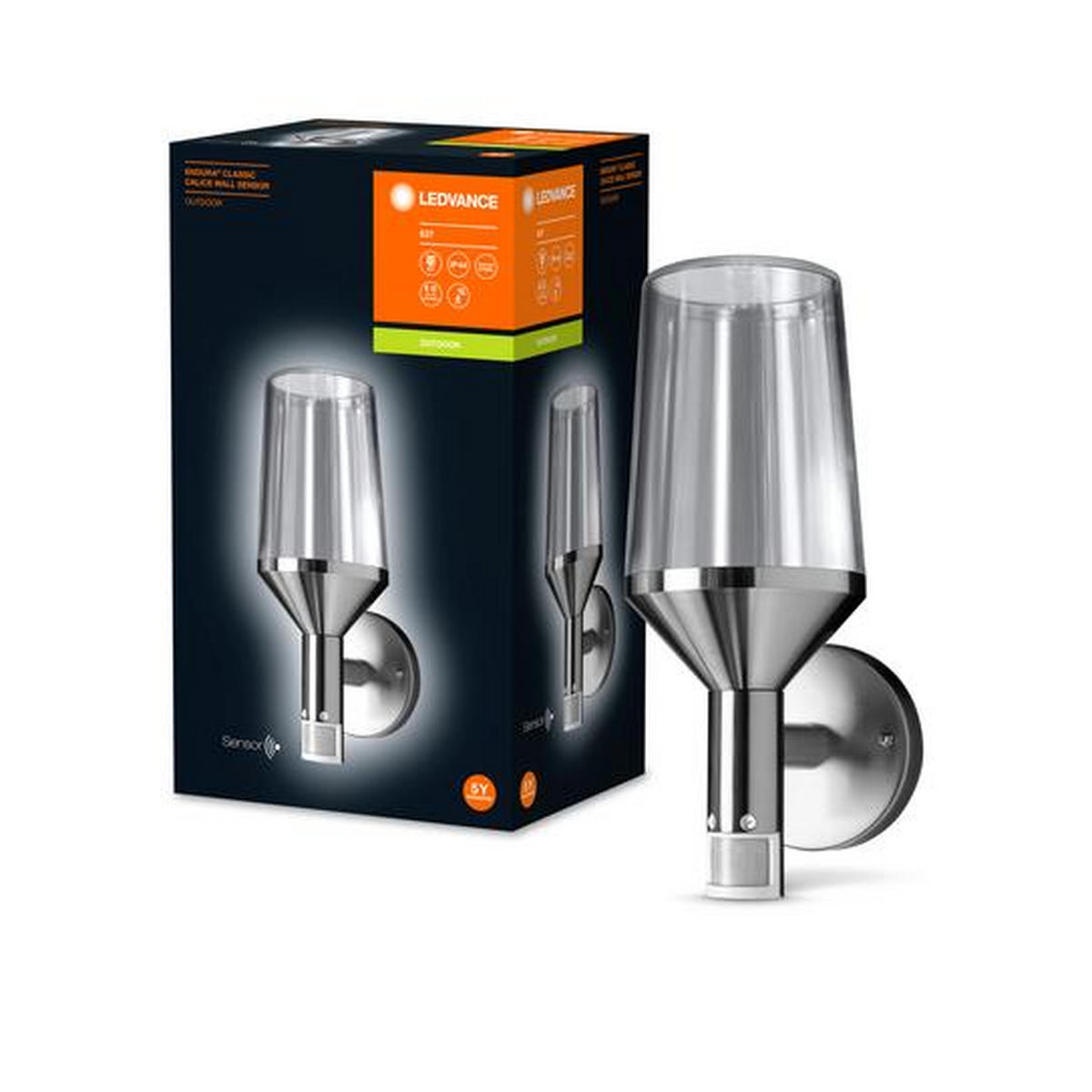 AUßENWANDLEUCHTE Endura Classic Calice 16,1/12/30,5 cm   - Edelstahlfarben, Basics, Metall (16,1/12/30,5cm) - Ledvance