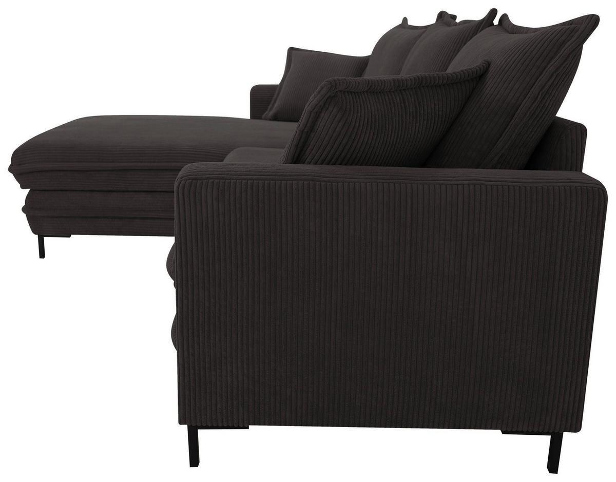 ECKSOFA Cord Anthrazit  - Anthrazit/Schwarz, Design, Textil/Metall (174/272cm) - MID.YOU
