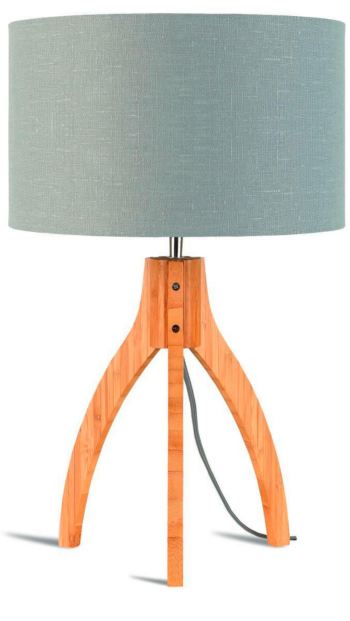 TISCHLEUCHTE GOOD&MOJO  36/54 cm   - Hellgrau/Naturfarben, Trend, Holz/Textil (36/54cm) - Good & Mojo