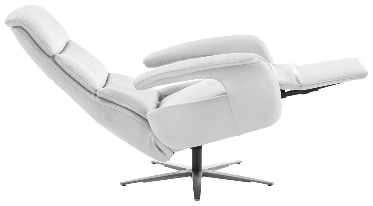 RELAXSESSEL in Leder Weiß  - Edelstahlfarben/Weiß, Design, Leder/Metall (76/119/86cm) - Dieter Knoll