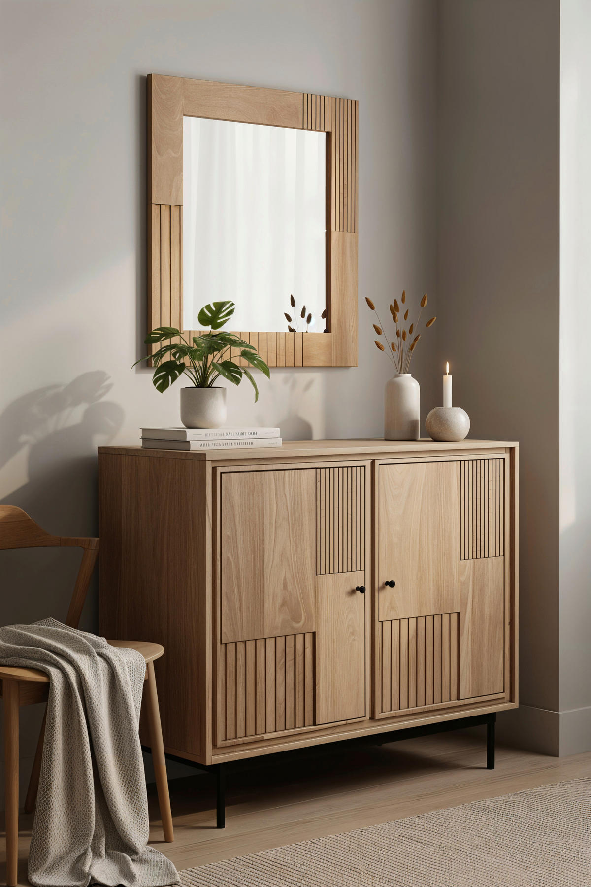 SPIEGEL 68/79/3 cm    in quadratisch  - Naturfarben, Design, Glas/Holz (68/79/3cm) - MID.YOU