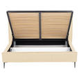 POLSTERBETT gepolstertes Kopfteil, Lattenrost, Bettkasten Beige 200/200 cm  - Beige/Schwarzchrom, KONVENTIONELL, Leder/Holz (200/200cm) - Esposa