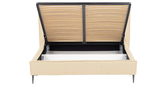 POLSTERBETT gepolstertes Kopfteil, Lattenrost, Bettkasten Beige 200/200 cm  - Beige/Schwarzchrom, KONVENTIONELL, Leder/Holz (200/200cm) - Esposa