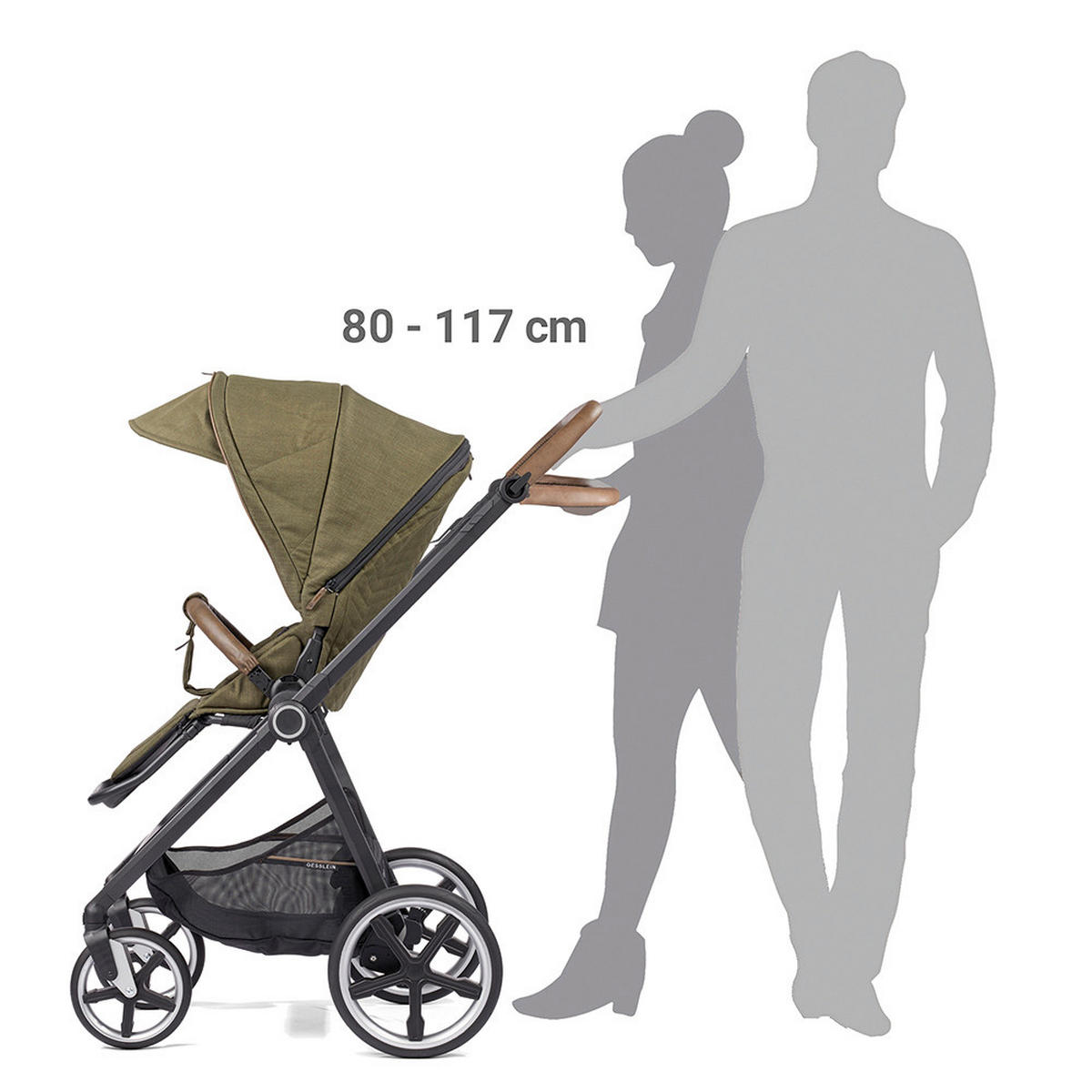 KINDERWAGENSET  Fusion Panorama Lyx Set inkl. Wickeltasche  Moosgrün  - Schwarz/Olivgrün, Basics, Textil/Metall (57/129/100cm) - Gesslein