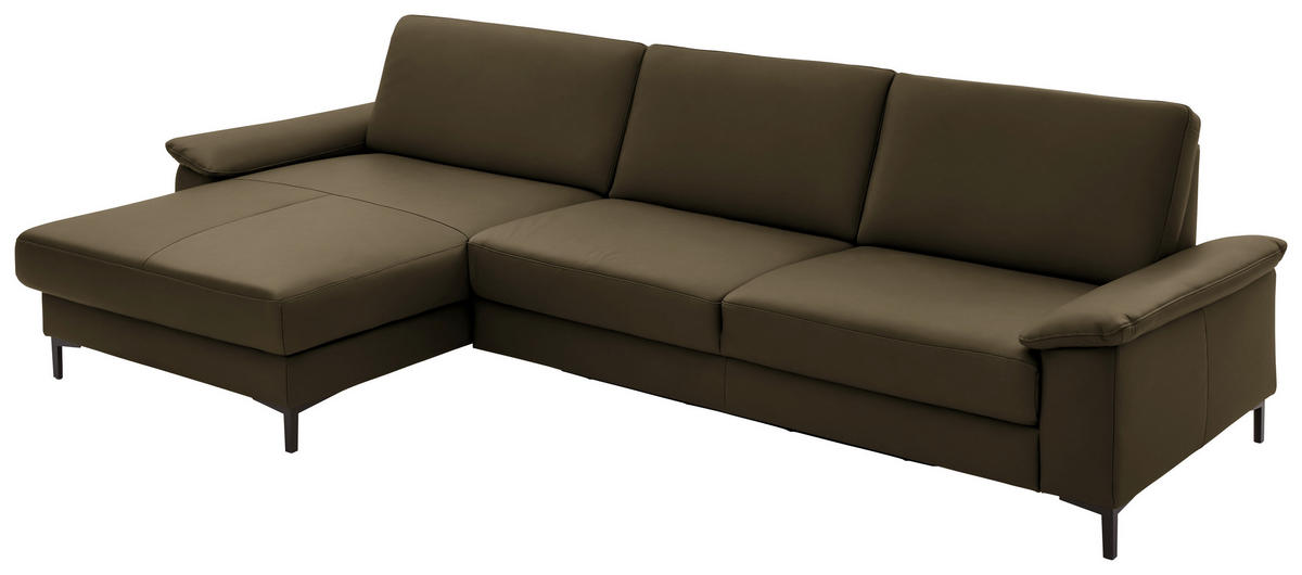 ECKSOFA in Echtleder Grün  - Schwarz/Grün, Design, Leder/Metall (176/334cm) - Dieter Knoll