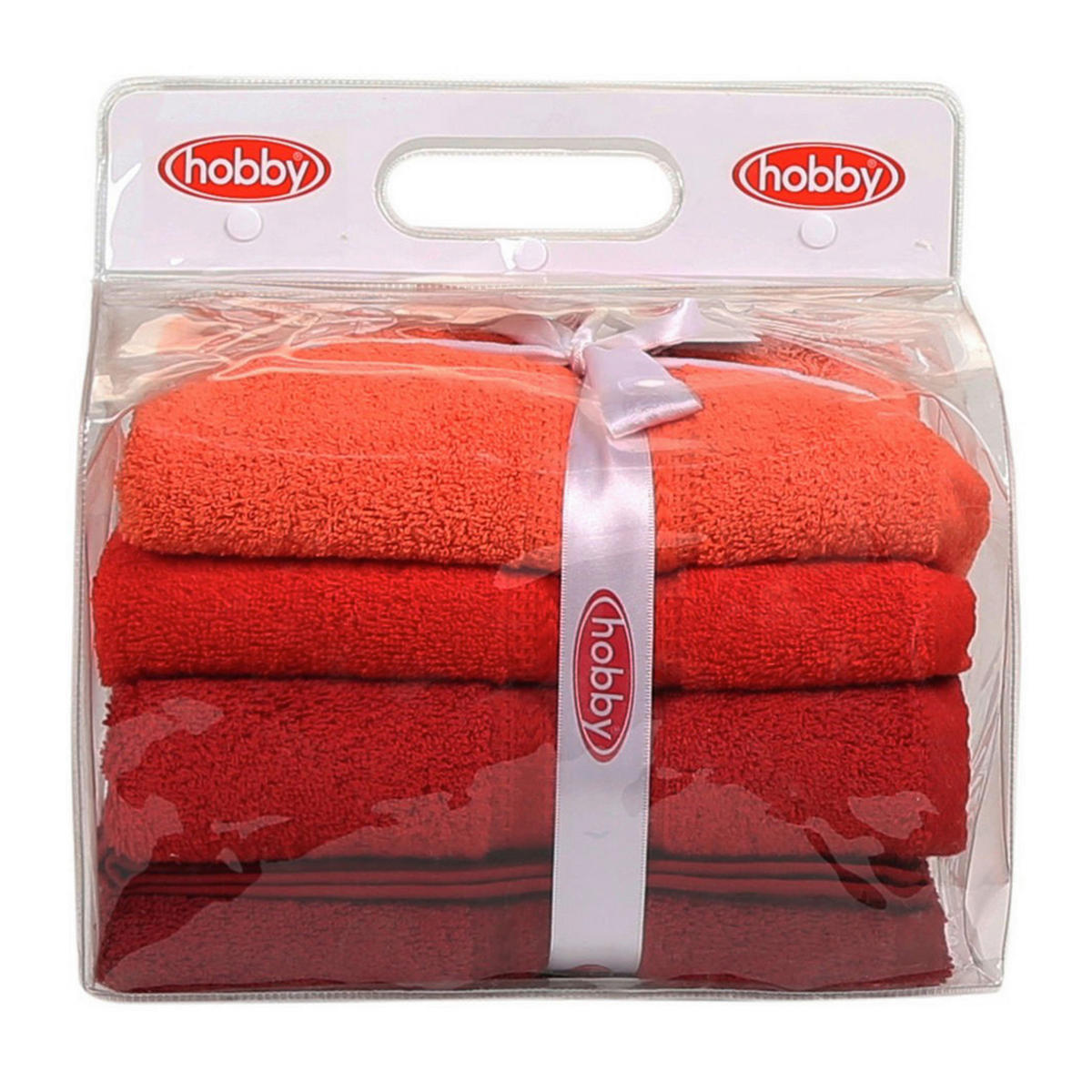 HANDTUCHSET Orange, Rot, Hellrot, Dunkelorange 4-teilig  - Hellrot/Rot, Basics, Textil (50/90cm)